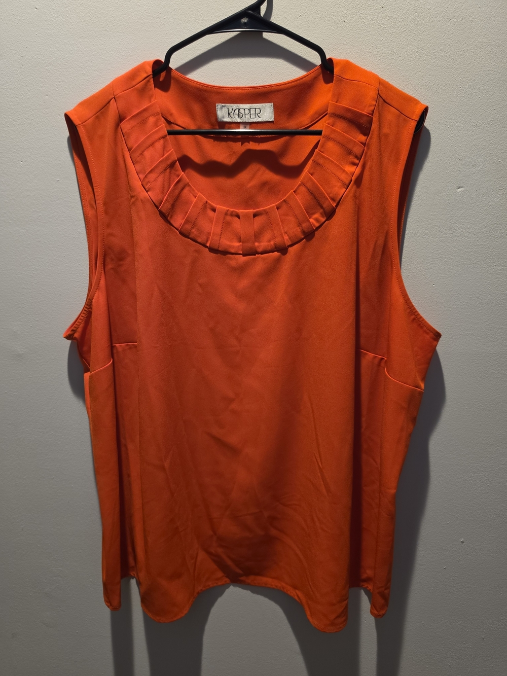 Kasper Women's Bright Orange Pleated Scoop Neck Sleeveless Camisole